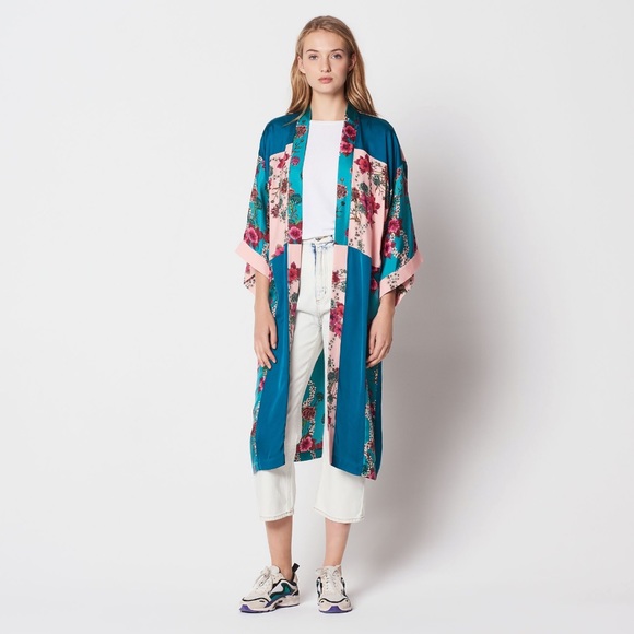 Sandro Jackets & Blazers - Sandro Floral Patchwork Block Kimono Robe Jacket